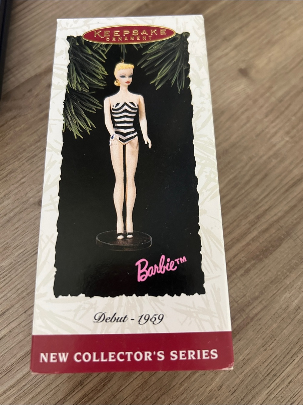 Hallmark Barbie Ornament - Black & White Striped Swimsuit